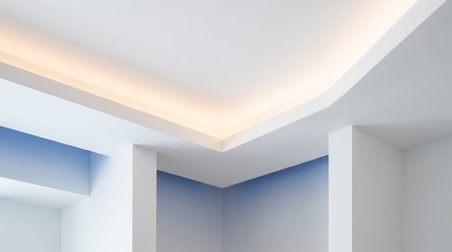 Techo de pladur con moldura y luz indirecta